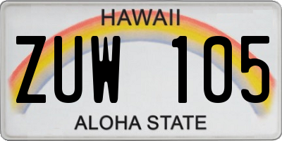 HI license plate ZUW105