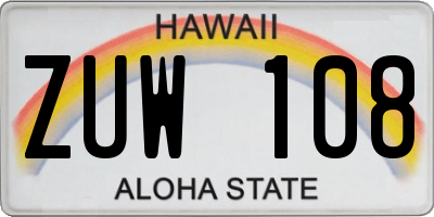 HI license plate ZUW108