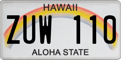 HI license plate ZUW110