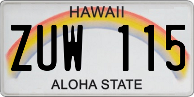 HI license plate ZUW115