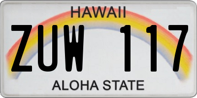 HI license plate ZUW117