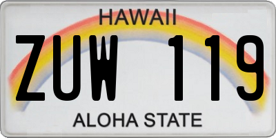HI license plate ZUW119