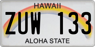 HI license plate ZUW133