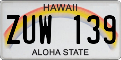 HI license plate ZUW139