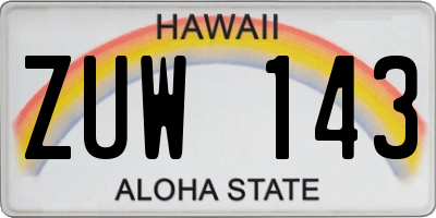 HI license plate ZUW143