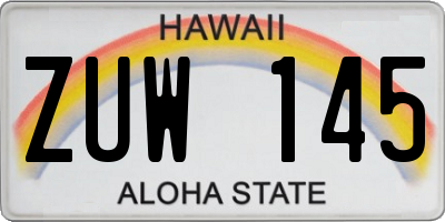 HI license plate ZUW145