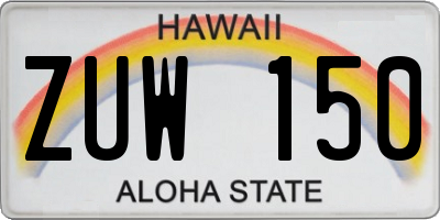 HI license plate ZUW150