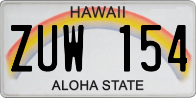 HI license plate ZUW154