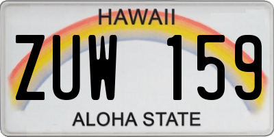 HI license plate ZUW159