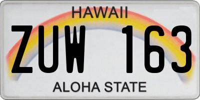 HI license plate ZUW163