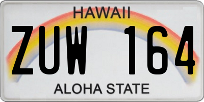 HI license plate ZUW164