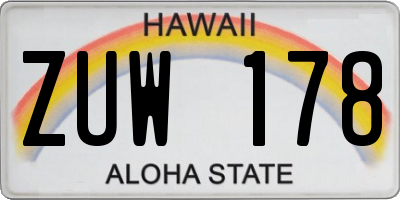 HI license plate ZUW178