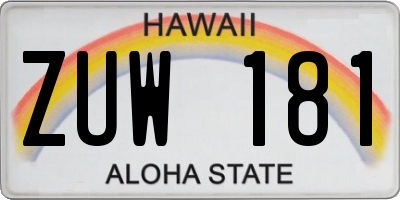 HI license plate ZUW181