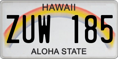 HI license plate ZUW185