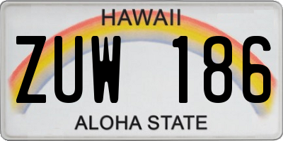 HI license plate ZUW186