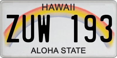 HI license plate ZUW193