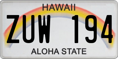 HI license plate ZUW194