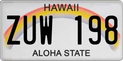 HI license plate ZUW198