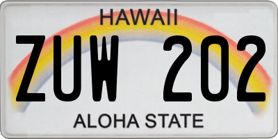 HI license plate ZUW202