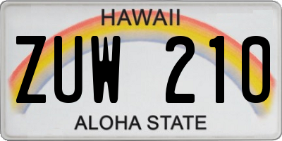 HI license plate ZUW210