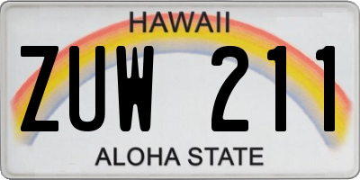 HI license plate ZUW211