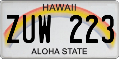 HI license plate ZUW223