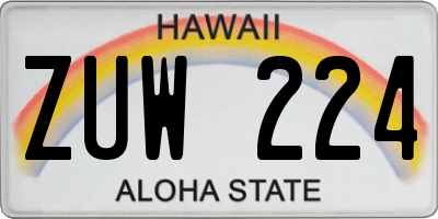 HI license plate ZUW224