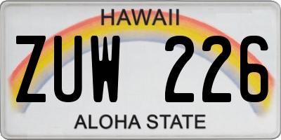 HI license plate ZUW226