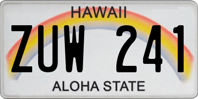 HI license plate ZUW241