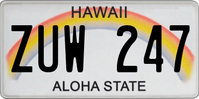 HI license plate ZUW247