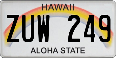 HI license plate ZUW249