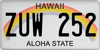 HI license plate ZUW252