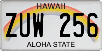 HI license plate ZUW256