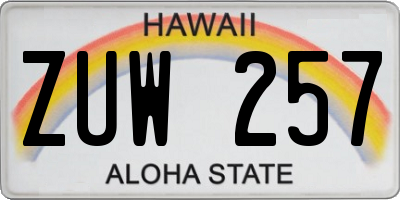 HI license plate ZUW257