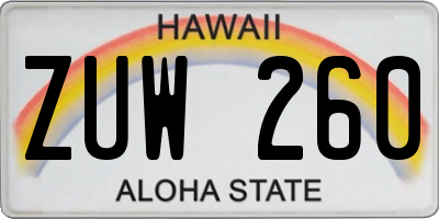 HI license plate ZUW260