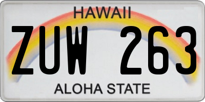 HI license plate ZUW263