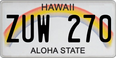HI license plate ZUW270