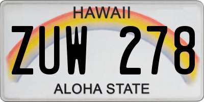 HI license plate ZUW278