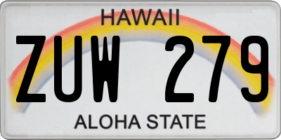 HI license plate ZUW279