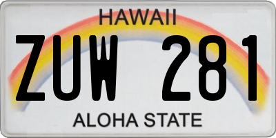 HI license plate ZUW281