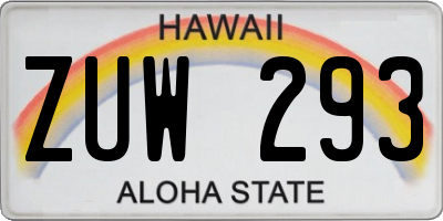 HI license plate ZUW293