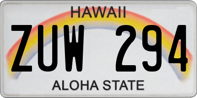 HI license plate ZUW294