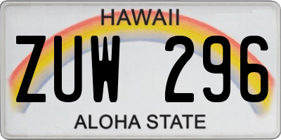 HI license plate ZUW296