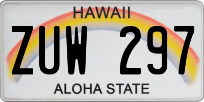 HI license plate ZUW297