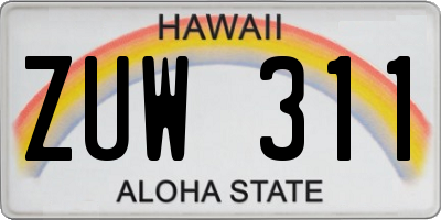 HI license plate ZUW311