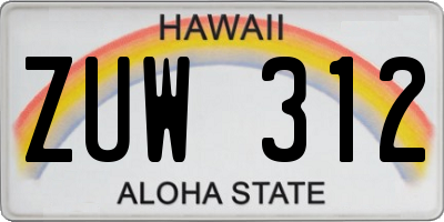 HI license plate ZUW312
