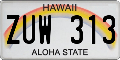 HI license plate ZUW313