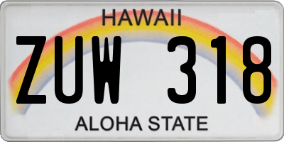 HI license plate ZUW318
