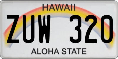 HI license plate ZUW320