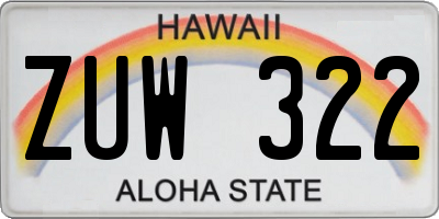 HI license plate ZUW322